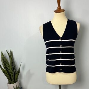 Joie NWT Navy and White Knit Sweater Vest Size Small